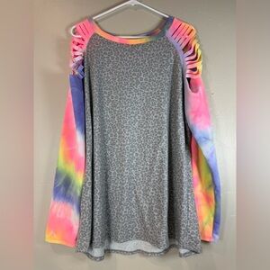 White birch women's top leopard & tie dye